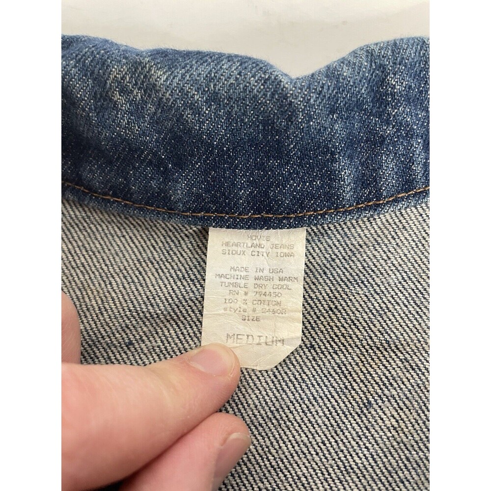 Vintage Hovis Heartland Jeans Denim Trench Coat Duster Women Medium Blue Buttons - Picture 5 of 9